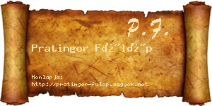 Pratinger Fülöp névjegykártya